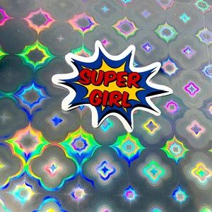 SUPER GIRL Action Bubble Comic Book Vibes Contrast Sticker